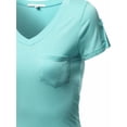 thumbnail image 3 of FashionOutfit Women's Short Sleeve Decorative Button Epaulet Pocket V Neck T Shirt Tops, 3 of 4