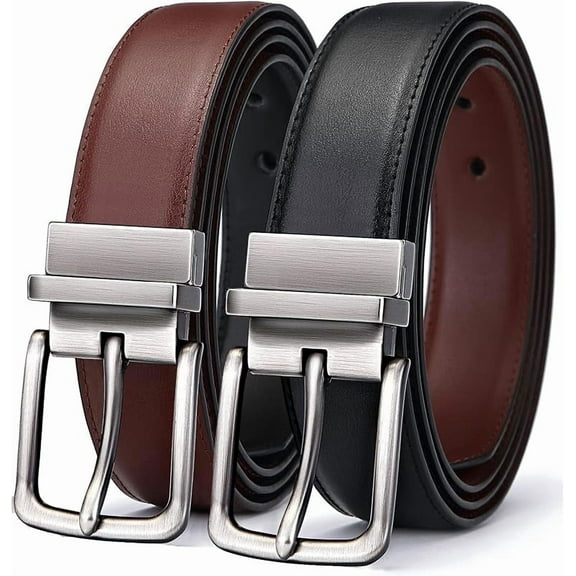 Men's Belt,Reversible Belt Adjustable For Gift Men 1.25”-Cut For Fit-2 Sides in 1 Belt(Not 2)