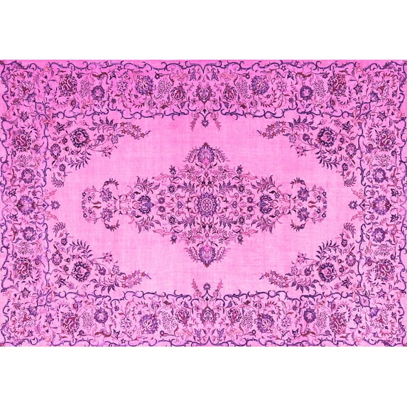 Ahgly Company Indoor Rectangle Medallion Pink Traditional Area Rugs, 8' x 10'