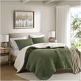 thumbnail image 2 of JERFIT Twin Size Waffle Knit Chenille Comforter Set with Sherpa Back, Olive Green Bedding, Ultra Soft & Warm, 2 of 9