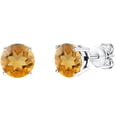 thumbnail image 2 of Sterling Silver with Set of Two Natural Citrine and Garnet Stud Earrings, 2 of 5