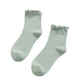thumbnail image 2 of AVRNLIQ Womens Green Gingham Ruffled Crew Socks, Soft Breathable Knit, One Size, 2 of 4