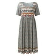 thumbnail image 4 of Ruyang Summer Dress Women Casual Boho Long Dress Short Sleeve Round Neck Dress Dress Cute Dresses for Women With Pocket, 4 of 5
