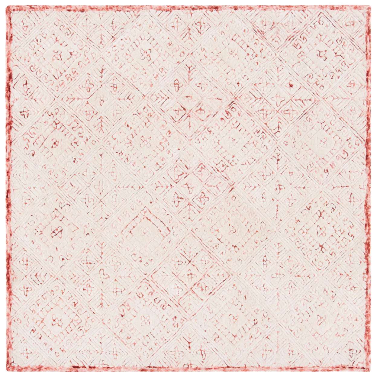 SAFAVIEH Glamour Drummond Geometric Floral Wool Area Rug, Pink/Ivory, 4' x 6'