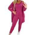 thumbnail image 2 of clear 50% off Womens 3 Piece Sets Holiday Usmixi Womens Homewear Sets Long Sleeve Cardigan and Tank Top and Drawstring Pant Lounge Sets Casual Solid Sleepwear Sets Pajamas Sets Up to 65% off, 2 of 6