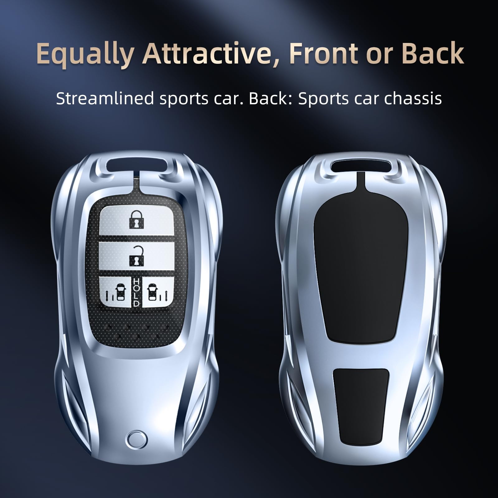 Compatible with Honda Key Fob Cover, Key fob Case Shell for 2016-2022 Accord Pilot CRV 2016-2021 Civic 2019-2024 Passport 5 Buttons, Metal Shell & Soft Silicone Protection