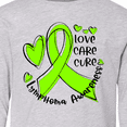 thumbnail image 4 of Inktastic Love, Care, Cure Lymphoma Awareness Lime Green Ribbon Hearts Long Sleeve Youth T-Shirt, 4 of 5