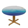 thumbnail image 3 of HAOXIT Aqua Round Fitted Tablecloth,Graphic Ocean Waves Sailboat Print Elastic Edged Polyester Table Pad, Fits Round Table, for Dining Banquet,Navy Blue Aqua White 38"-42, 3 of 8