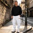 thumbnail image 2 of Resicozy Mens Fleece Cargo Sweatpants Casual Cotton Tapered Drawstring Athletic Workout Joggers Sweat Pants with Pockets White 2XL, 2 of 7