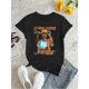 thumbnail image 3 of 1pc Women'S Fashion Crew Neck T-Shirt, Casual Abstract Alphabet Print, Polyester Knit Fabric with Medium Stretch, All-Season Comfort Fit Short Sleeve Tee, 3 of 8