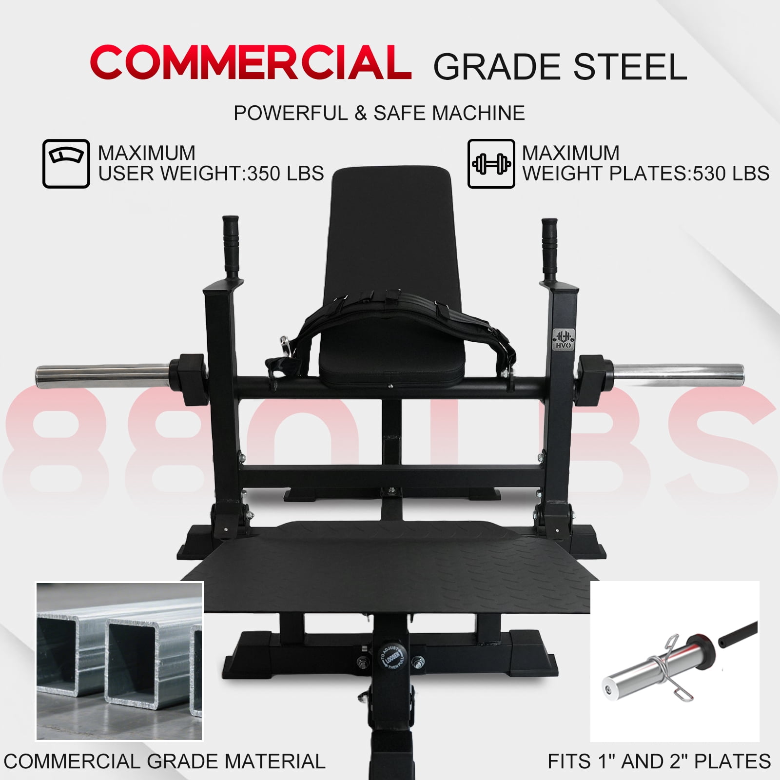 HeeH Hip Thrust Machine Glute Bridge: Heavy Duty Butt Muscle Building and Shaping Exercise Equipment with Adjustable Footboard Workout Home Gym 880LBS Black