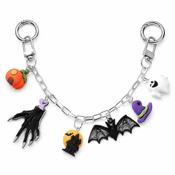 AURENIX Halloween Bag Charm Chain Purse Charms for Handbags Cool Wallet Chains Pumpkin Ghost Bat Accessories Gifts for Women