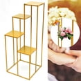 thumbnail image 4 of Square 4-Story Wedding Flower Stand Metal Vase Rack Gold Flower Stands for Outdoor / Indoor Plants, 4 of 15