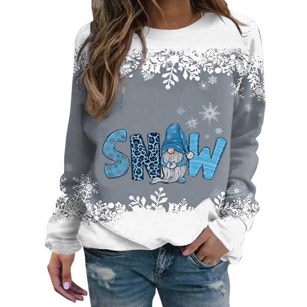 Hoodies Sweatshirt For Women Christmas Top Snowman Snowflake Print