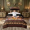 thumbnail image 2 of meiyoeat Rustic Aztec Frame Sunset Bass Fishing Twin Duvet Cover for Men, Lake Wave Wildlife Twin Bedding, Brown Gold, Black Reversible, 2-Piece, 1 Duvet Cover and 1 Pillowcase, 2 of 6