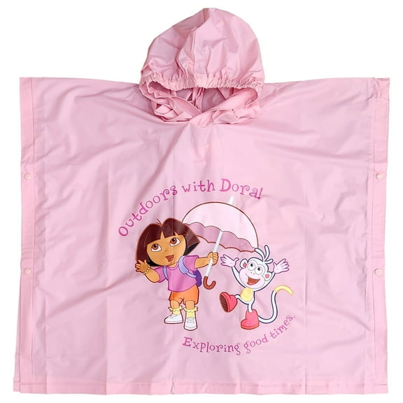 Girls Pink Dora Rain Coat Hooded Rain Poncho Girls One Size Fits Most