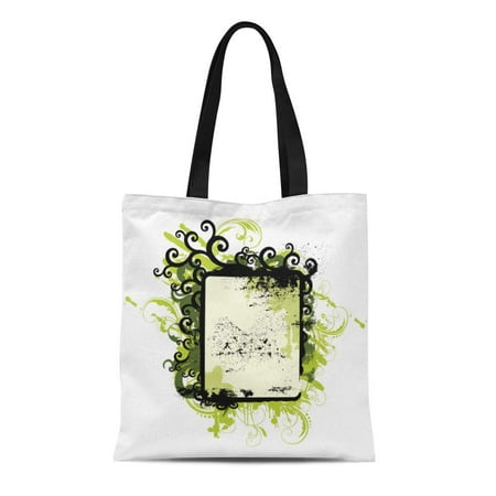 LADDKE Canvas Tote Bag Best Green Retro Olive Seller Abstract Beauty Blank Border Durable Reusable Shopping Shoulder Grocery