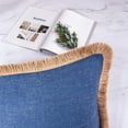 thumbnail image 3 of Phantoscope Linen Tassel Trimmed Farmhouse Series Decorative Throw Pillow, 18" x 18", Navy Blue, 1 Pack, 3 of 7
