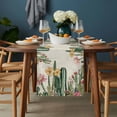 thumbnail image 2 of Vintage Green Cactus Table Runner - 90 Inch Long, Kitchen Dining Table Runner Dresser Scarves, Spring Floral Watercolor Botanical Farmhouse Decor for Coffee Tables Wedding Party Banquet, 2 of 8