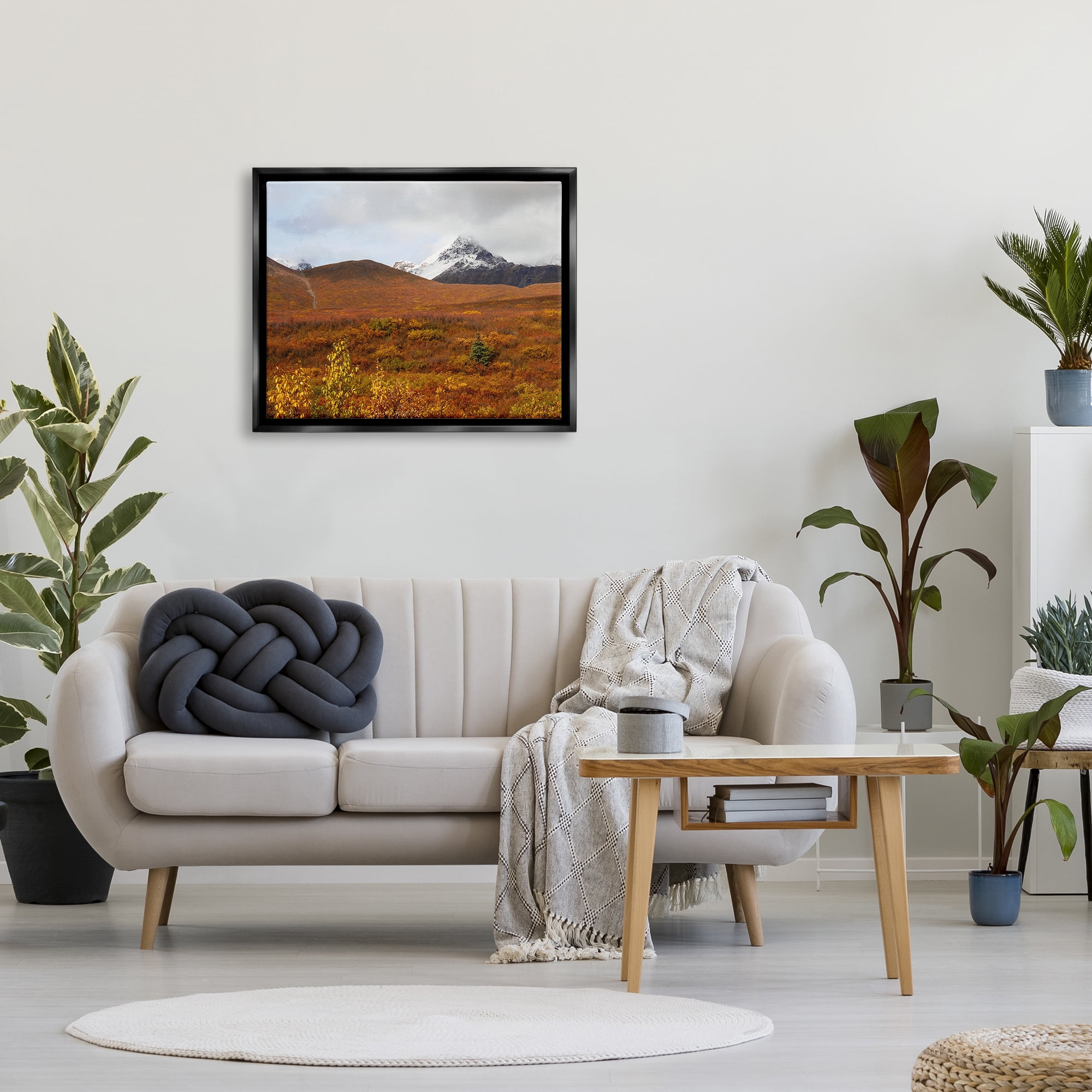 Stupell Industries Meadow with Distant Peak Landscape Photography Black Floater Framed Canvas Art Print Wall Art, 31 x 25
