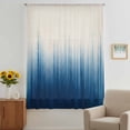thumbnail image 3 of Blue Ombre Stripe Sheer Curtains 54 Inches Long, Abstract Art Modern Gradient Beige Light Filering Curtains, Breathable Simi Curtain Privacy Drapes for Kitchen Bathroom Small Window Treatment, 3 of 9