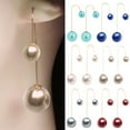 thumbnail image 5 of Anvazise Earrings U-Shaped Double Sided Faux Pearl Gold Plated Ear Dangle Jewelry for Women Sky Blue, 5 of 13