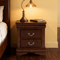 thumbnail image 2 of Aukfa 2-Drawer Nightstand, Farmhouse Wood Bedside Table for Bedroom/Living Room/Guest Room,Dark Cherry, 2 of 7
