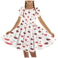 thumbnail image 5 of Isvgxsz New Dresses for Girls Clearance (5-15 Years) Girls' Summer Ladybug Love Printing Short Sleeve Round Neck Dress Exercises Ballet Skirt Children'S Skirt Girls Sundresses, 5 of 7