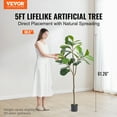 thumbnail image 2 of VEVOR Artificial Fiddle Leaf Fig Tree, 5 FT, Secure PE Material & Anti-Tip Tilt Protection Low-Maintenance Faux Plant, Lifelike Green Fake Potted Tree for Home Office Warehouse Decor Indoor Outdoor, 2 of 9