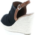 thumbnail image 3 of Soda Jafari Women's Open Toe Ruched Canvas Espadrille Platform Wedge, 3 of 7