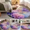 thumbnail image 5 of Round Rugs 7Ft, Pink Purple Floral Round Area Rug Washable Indoor Throw Carpet, Spring Hydrangea Flower Vintage Botanical Large Non Slip Circle Rug for Dining Room Playroom Home Decor Aesthetic, 5 of 8