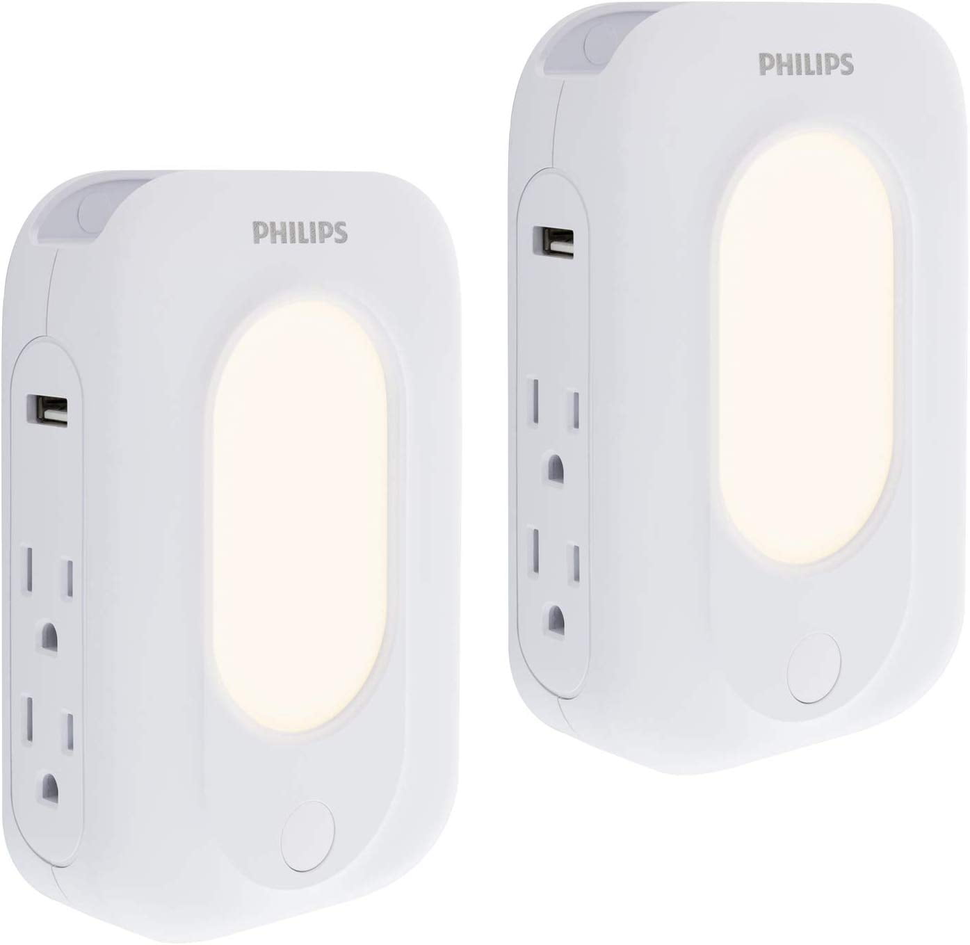 Philips 4Outlet Extender 2USB Surge Protector, Wall Adapter with