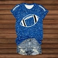 thumbnail image 4 of Game Day T-Shirts Women Sequin Football Love Heart Printed Short Sleeve Crewneck Tops 2025 Trendy Casual Classic Fit Tees Z002-Blue M, 4 of 5