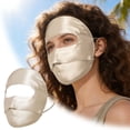thumbnail image 2 of 1PC 100% Mulberry Silk Full Face UV Protection Mask - Beige Adjustable Sun Shield for Summer, 2 of 5