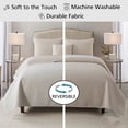 thumbnail image 4 of NSH by New Sega Home 4-Piece Beige Pinsonic Reversible Waffle Textured Quilt Set with Reversible Shams and Decorative Pillow, King, 4 of 9