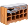 thumbnail image 3 of Household Essentials Banquette de Rangement pour Chaussures avec Coussin et Tiroirs Marron, 3 of 5