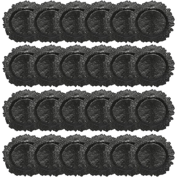 24 Black Charger Plates, 12.6 Inch Black Chargers for Dinner Plates for Dinner Suitable for Weddings, Parties