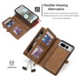 thumbnail image 6 of Allytech Detachable Magnetic Wallet Case for Google Pixel 7 Pro with Wrist Strap, Large Capacity Luxury PU Leather Card Slots Zipper Cash Pocket Shockproof Protective Wallet Case - Brown, 6 of 9