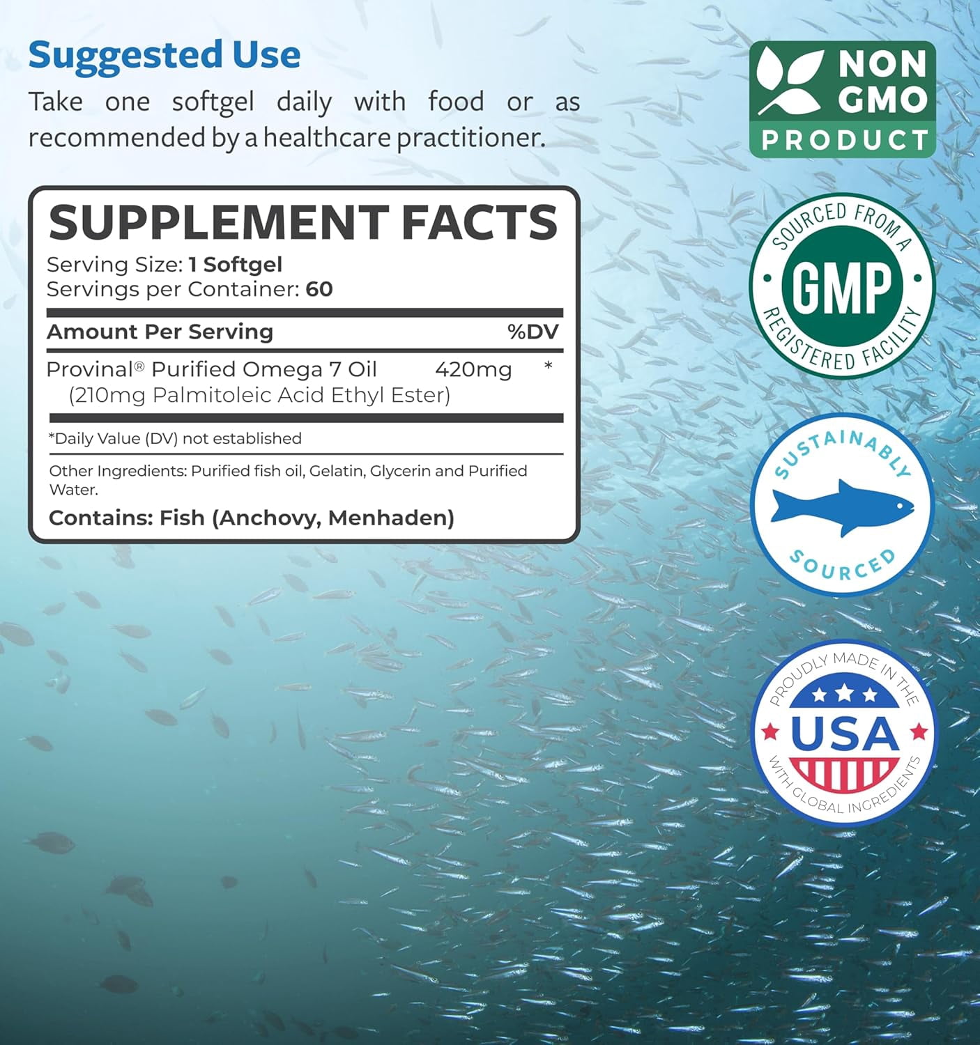 Healths Harmony Purified Healths Harmony Purified Omega 7 Provinal Peruv7 Fish Oil Supplement - Omega 7 (NON-GMO) 60 Soft-Gels All The Palmitoleic Acid Your Body Needs – High Potency One Month Supply
