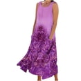 thumbnail image 2 of Qiopertar Robe Longue Sans Manches en Coton et Lin pour Femmes Col Rond Imprimé avec Poche en Solde Livraison Gratuite à Moins de 5$ jusqu'à 90 % de Réduction, 2 of 5