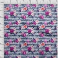 thumbnail image 3 of oneOone Cotton Jersey Blue Fabric Stripe & Rose Floral Sewing Fabric By The Yard Printed Diy Clothing Sewing Supplies 58 Inch Wide, 3 of 4