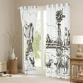 thumbnail image 3 of Windmill Blackout Curtains,Rustic Barn Farmhouse Insulated Thermal Curtains,Chick Cow Farm Animals Curtains,Hand Drawn Illustration Window Curtains,Countryside Rural Meadow Window Treatments 52"X63", 3 of 5