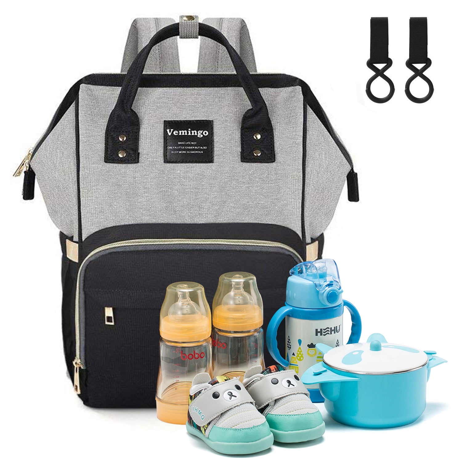 Vemingo Diaper Bag Maternity Nappy Bag Backpack Multi-Function Waterproof Travel Backpack Large ...