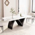 thumbnail image 3 of Modern Dining Table for 6, Sintered Stone Dining Tabletop with Unique N-Shaped Metal Base, 71" Rectangle Dining Table for Dining Room Table Kitchen (Table Only), 3 of 6