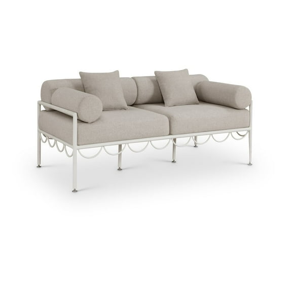 Meridian Furniture Portofino 69.75" Beige Water Resisting Fabric Patio Loveseat