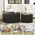 thumbnail image 3 of Round Black Coffee Table Set of 2, Modern Wooden Nesting Tables for Living Room, No Assembly Required, Accent Furniture for Bedroom, Balcony, Office, 3 of 7