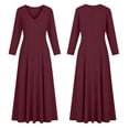 thumbnail image 4 of Nowekniz Women's Solid V Neck Maxi Dress Elegant A-Line Long Flowy Dress For Wedding Guest Cocktail Party Formal, 4 of 6