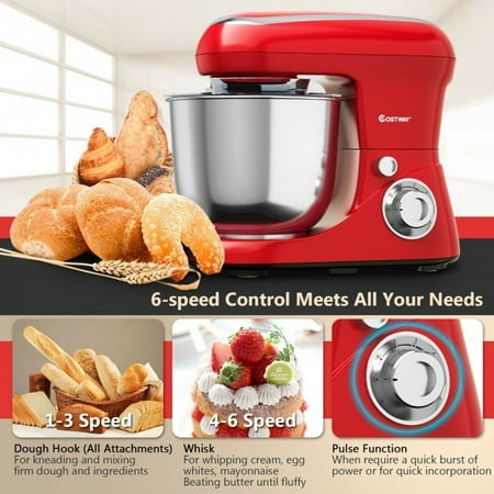 

Mgaxyff 5.3 Qt Stand Kitchen Food Mixer 6 Speed with Dough Hook Beater