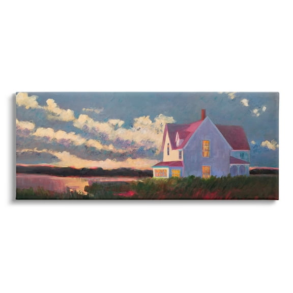 Stupell Industries Coastal House Panoramic Clouds Landscape Ocean View Painting Gallery Wrapped Canvas Print Wall Art, Design by Sweetwater