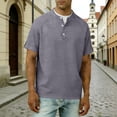 thumbnail image 2 of Klisyaur Fashion Tee Tops for Mens Short Sleeve with Button Casual Breathable Lightweight Comfortable Summer Basic Shirts, 2 of 5